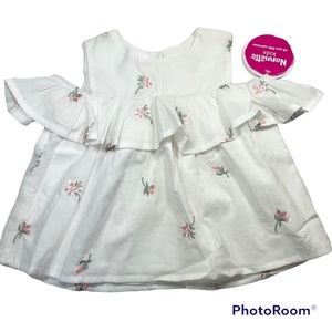 NWT Nannette Floral Embroidery Cold Shoulder Style Blouse Size 3T